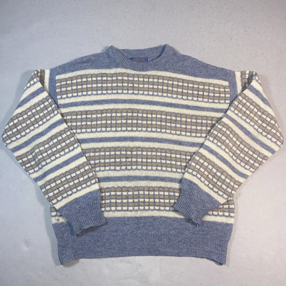 Vintage Pendleton Sweater Mens Large Shetland Wool Multicolor Made in USA Flaw
